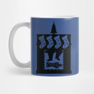 Fireplace Silhouette with Christmas stockings Mug